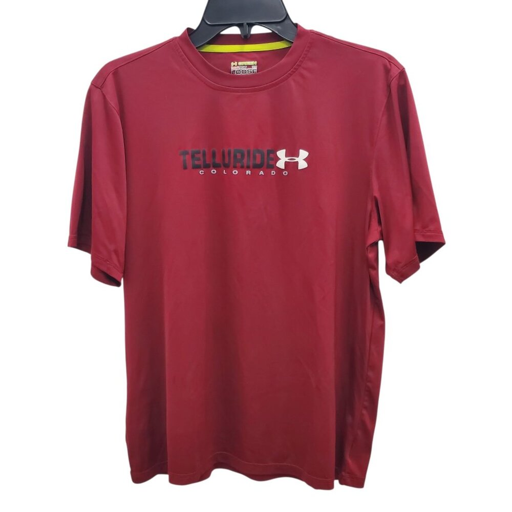 Under Armour HeatGear Green Burgundy Telluride Co Lightweight‎ Athletic Top Sz S